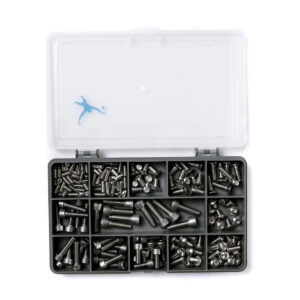 A selection of A2-70 stainless steel Allen socket screws and washers specifically for bicycles but with uses in a variety of household applications. Supplied in a sturdy, recycled plastic compartment box and assembled with pride in the UK.