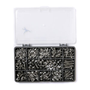 An assortment of A2-70 flanged pan head self tapping screws. Supplied in a sturdy, recycled plastic compartment box and assembled with pride in the UK.