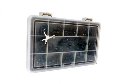 Flange Pozi Pan Self Tapping Screw Kit | No.4,No.6,No.8 & No.10 | Black Oxide Plate. 215 Pieces. DIN 4174