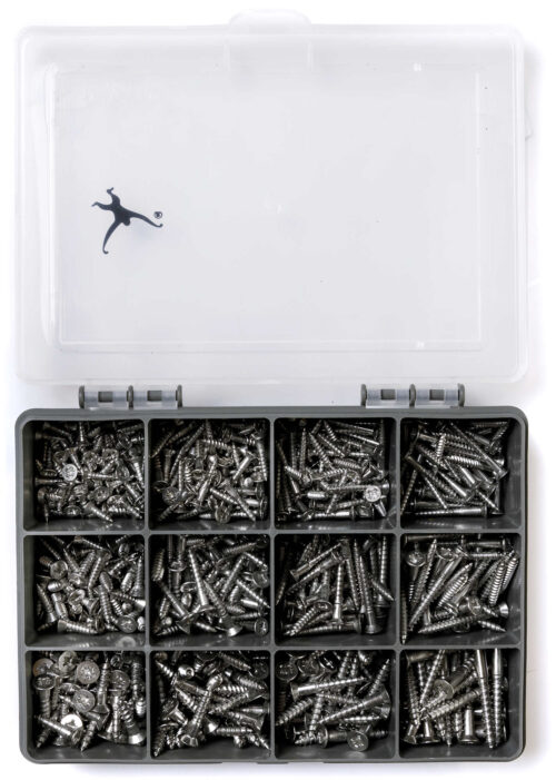 Wood-Screw Set - Countersunk-Pozi Head - A2 Stainless Steel - DIN-7997 - 450 Pieces