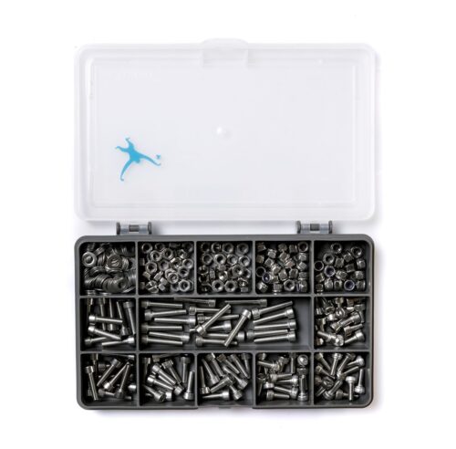 M4 Socket Cap Screw, Nut, Washer & Key Kit. A2-70 Stainless Steel. 300-Piece. DIN912