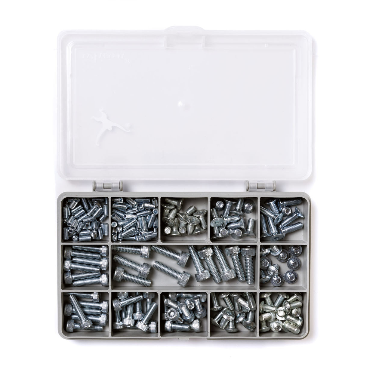 An assortment of bright zinc plated high tensile steel socket screws and washers for bicycles. Supplied in a sturdy, recycled plastic compartment box and assembled with pride in the UK.