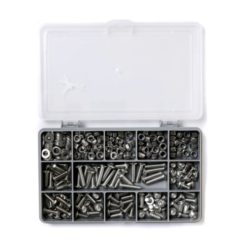 M5 Socket Button Screw, Nut, Washer and Key Kit. A2 (304) Stainless Steel. 300-Pieces. ISO 7380
