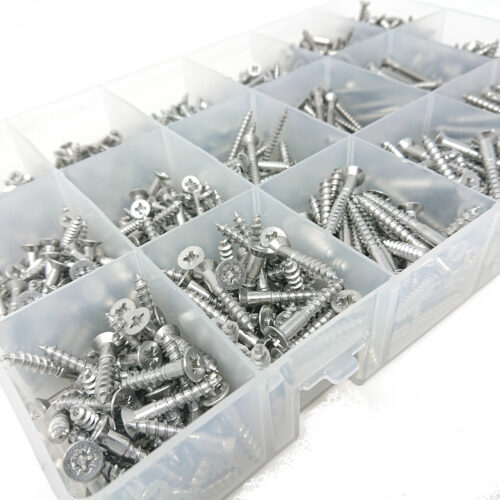 1000 Assorted Countersunk-Head Wood-Screws | 3.5mm, 4mm & 5mm | A2-70 Stainless Steel